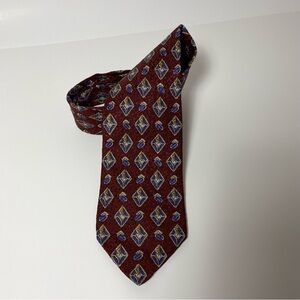 VTG Robert Talbott Best of Class Handmade USA Silk Tie Burgundy Geometric